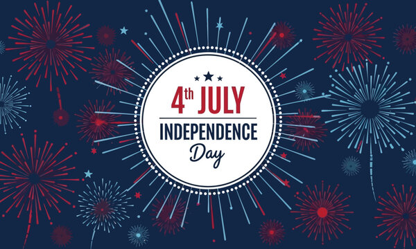 Fourth of july independence day celebration with fireworks vector illustration