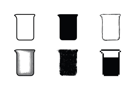 laboratory beaker flask with wide cylindrical body and pouring spout for liquids