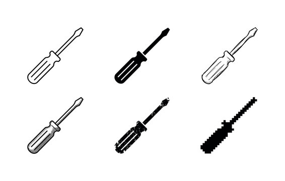 simple screwdriver with metal tip and straight handle for turning fasteners