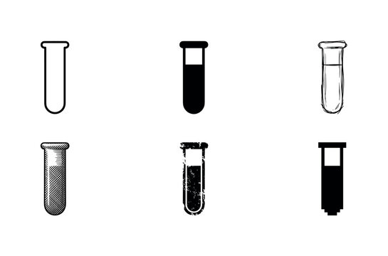 test tube with cylindrical body and rounded bottom for holding liquids in experiments