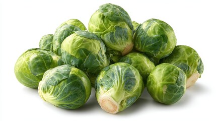 Fototapeta premium Minimalist Studio Shot: Brussels Sprouts Arranged on White Surface