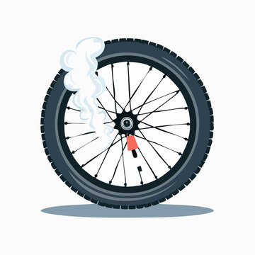 Flat Bicycle Tire with Smoke