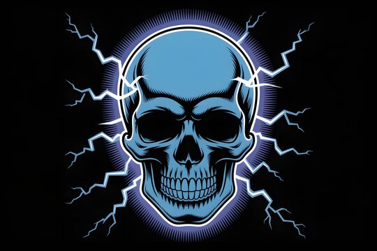 Spooky skeleton head background with energy flash high resolution picture