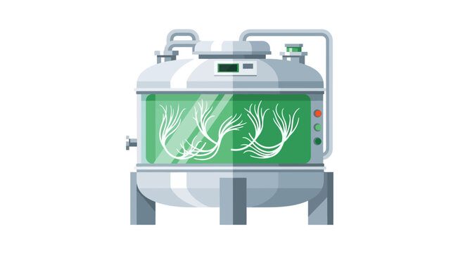 Algae Bioreactor Vector Illustration for Biotechnology, Biofuel Research, and Sustainable Green Energy Production