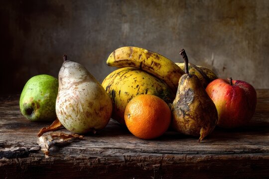 Quirky assortment of ugly fruits with varied shapes and vibrant colors