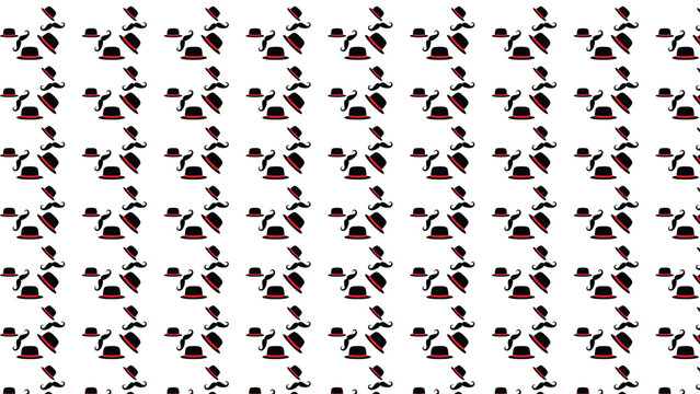 Seamless pattern with black mustache and hat icons