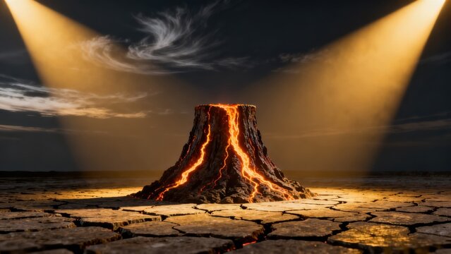 Volcanic eruption with glowing lava