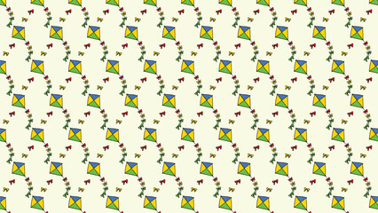 Fototapeta premium Seamless pattern with colorful kites and small decorative bows