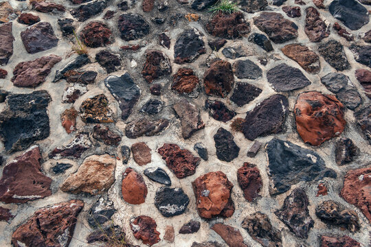 Stone and morter in wall of the aztec pyramid, Teotihuacan, Mexico