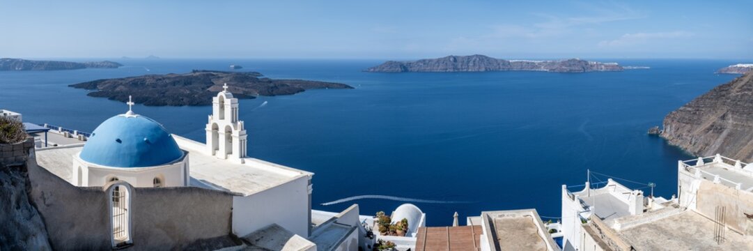 Three Bells of Fira caldera view, Fira, Santorini, Greece