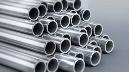 Fototapeta premium Steel tubes stack. 3D illustration