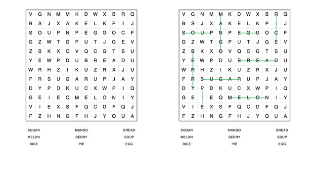 Printable food vocabulary word search