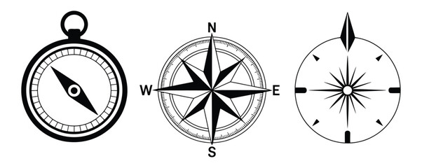 Obraz premium compass simple icon set featuring compass symbols and wind rose elements for navigation design