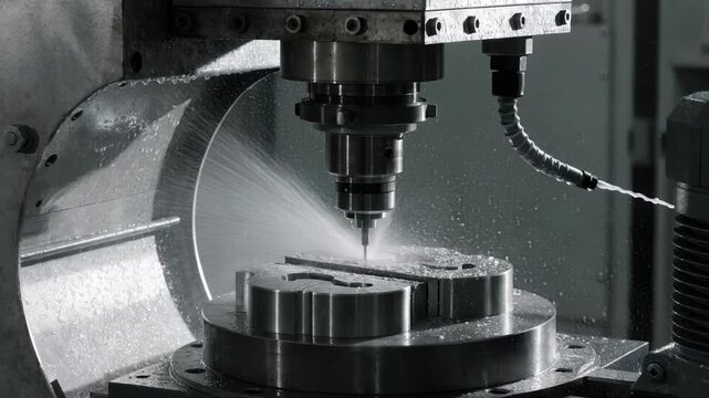 Medium shot of a CNC milling machine precisioncutting gripping surfaces on handtool jaws highlighting smooth metal shaping and automated mechanical accuracy