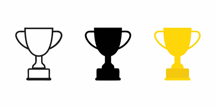 trophy cup icons in flat style icon