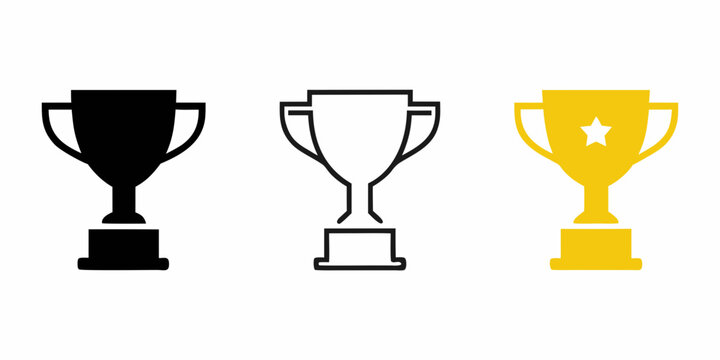trophy cup icons in flat style icon
