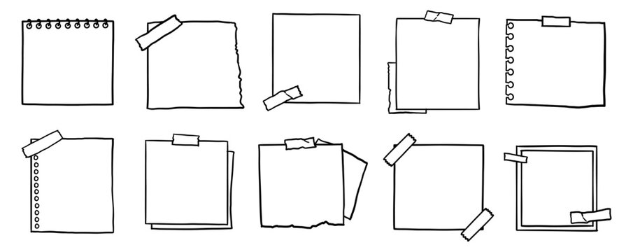 Collection of blank taped paper notes.