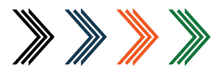 Fototapeta premium Colorful arrow icon set for bullet points, navigation, and direction symbols in vector format