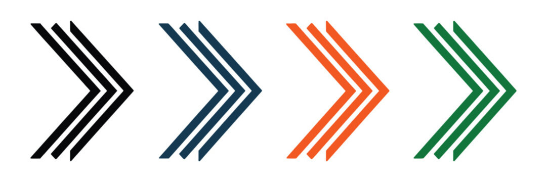 Colorful arrow icon set for bullet points, navigation, and direction symbols in vector format