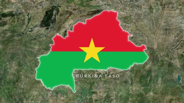 Burkina Faso Map With Flag Animation