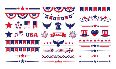 Patriotic vector graphics collection usa independence day elements for design and celebrations © MD
