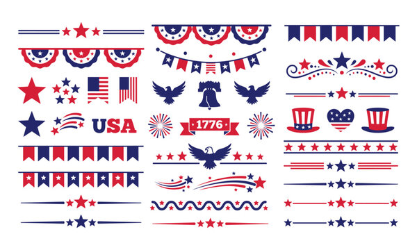 Patriotic vector graphics collection usa independence day elements for design and celebrations
