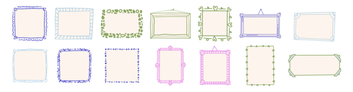 Collection of decorative hand-drawn frames.