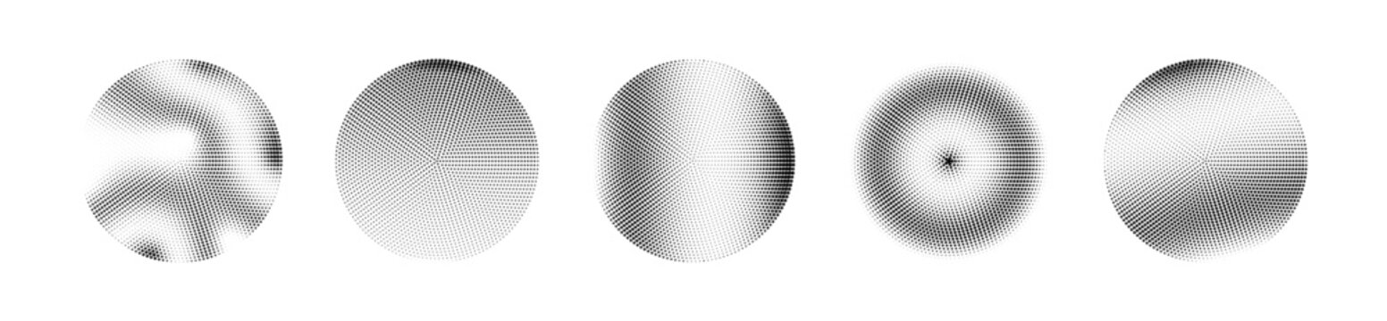 Set of abstract halftone dotted circles