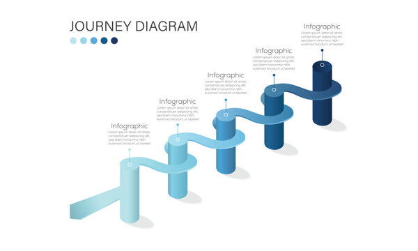 Infographic template for business. 5 Steps Modern milestone diagram with road journey concept. Modern wavy timeline infographic template with colorful segments, icons, and text blocks
