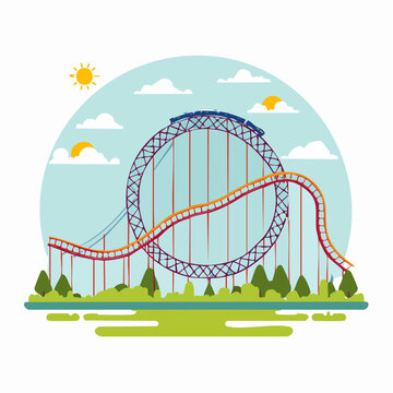 Roller Coaster Ride in Amusement Park