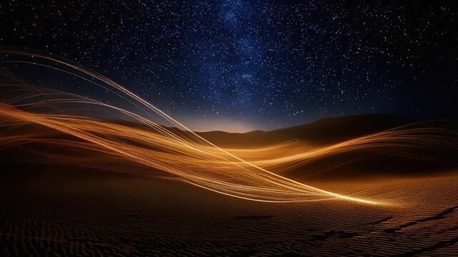 Warm ambient light trails floating through cosmic dust with gentle glow and serene minimal motion