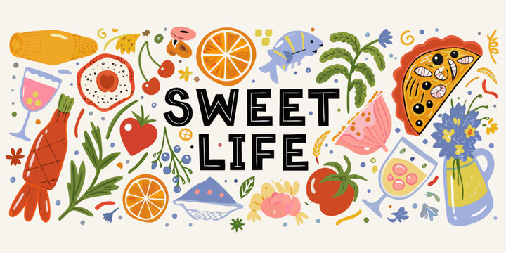 sweet life mediterranean food collage pizza slice
