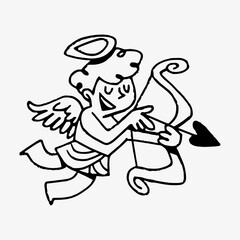 Obraz premium Playful cupid with bow on white