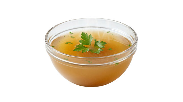 Clear broth soup glass bowl isolated on transparent background png