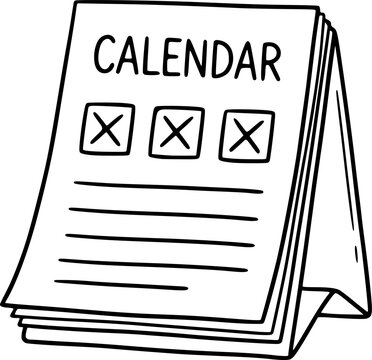 Calendar date planner with hand-drawn style