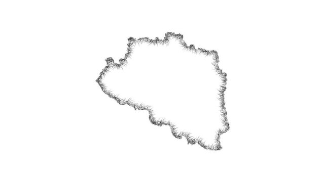 Sketch Rajshahi outline map animation - smooth progressive reveal