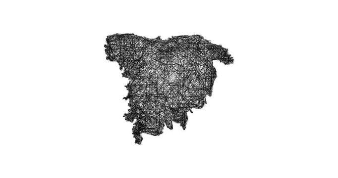 Sketch Sylhet outline map animation - smooth progressive reveal