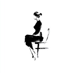 Fototapeta premium Elegant ink silhouette woman.