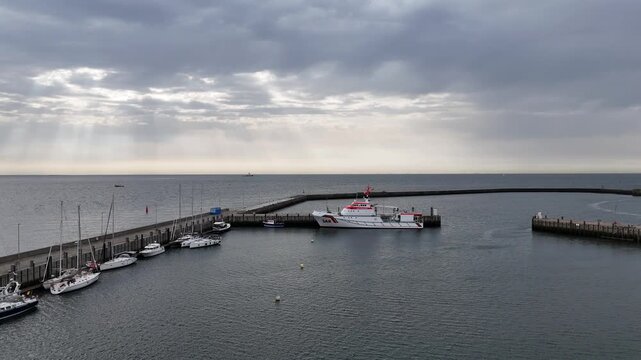 Next Day Harbor View Over Helgoland Boats