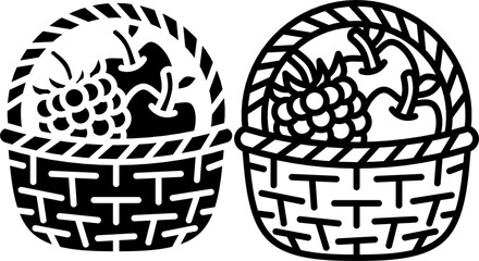 Decorative autumn apple and berry basket symbol for thanksgiving design © ratihms04