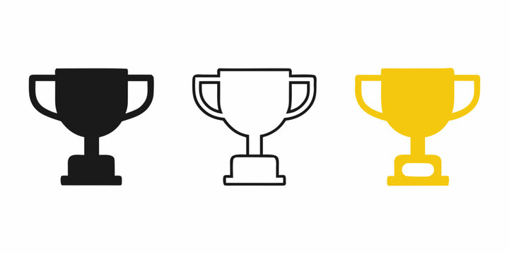 trophy cup icons in flat style icon