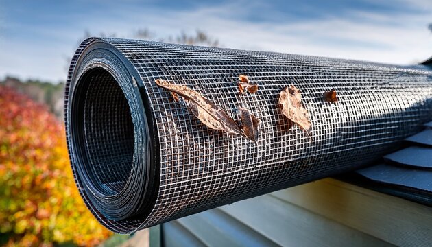 roll of gutter mesh guard to minimize leaf and debris accumulation