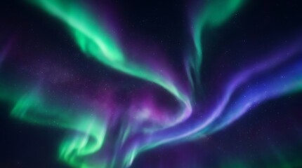 Obraz premium Vibrant aurora borealis display in the night sky with stars