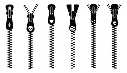 Zipper Brush Set with Zip Vector Patterns and Seamless Zipper Elements for Clothing Design, Sewing Templates and Creative Graphic Applications © CINCIN