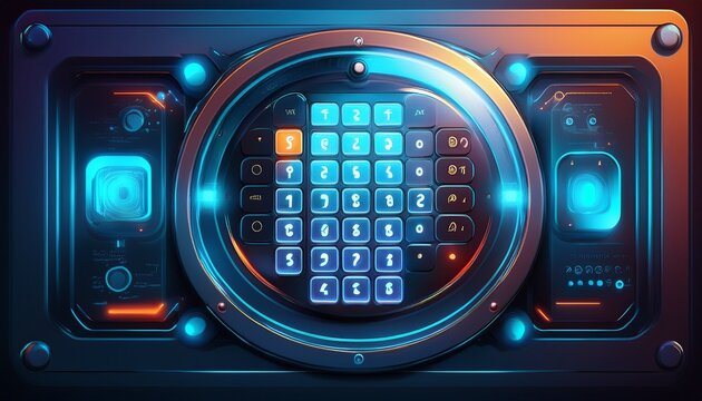glowing numeric keypad serves as a secure interface for access control systems