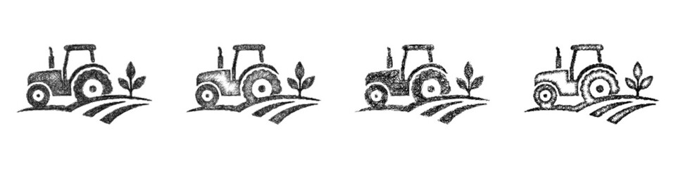 Sketch black and white tractor logo design set © David Zydd