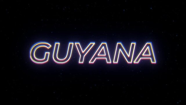  Guyana Neon Sign Text with Classic Retro Theme