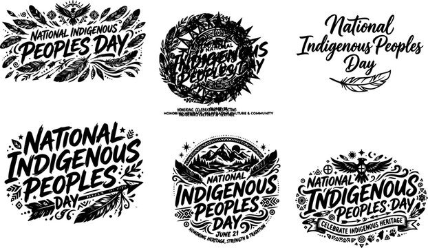 National Indigenous Peoples Day SVG Bundle Set with Bold, Script, Badge, and Grunge Typography Designs for Awareness Shirts, Stickers, and Cultural Celebration Decor