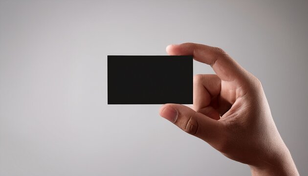 hand displaying a blank black rectangle on a light gray background