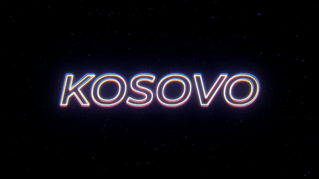  Kosovo Neon Sign Text with Classic Retro Theme